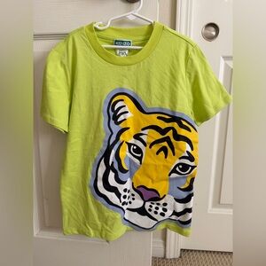 KENZO Kids Tiger Graphic T-Shirt Green Size 10A 140cm Cotton Short Sleeve Tee